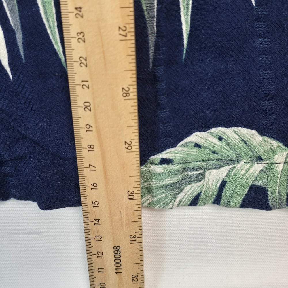 Caribbean Silk Blend Mens XL Navy Parrot Hibiscus Tropical Floral Camp Shirt - Picture 7 of 13